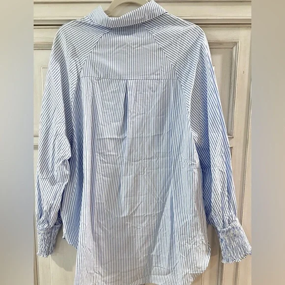 NEW never worn SZ XL Dokotoo Blue and White Striped Button-Up Shirt - Picture 4 of 8